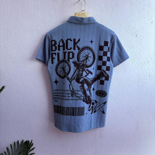 Men's korean Collar old money back printed Zipper Half sleeve Tshirt 1 pc @199 and 3 pcs @ 499