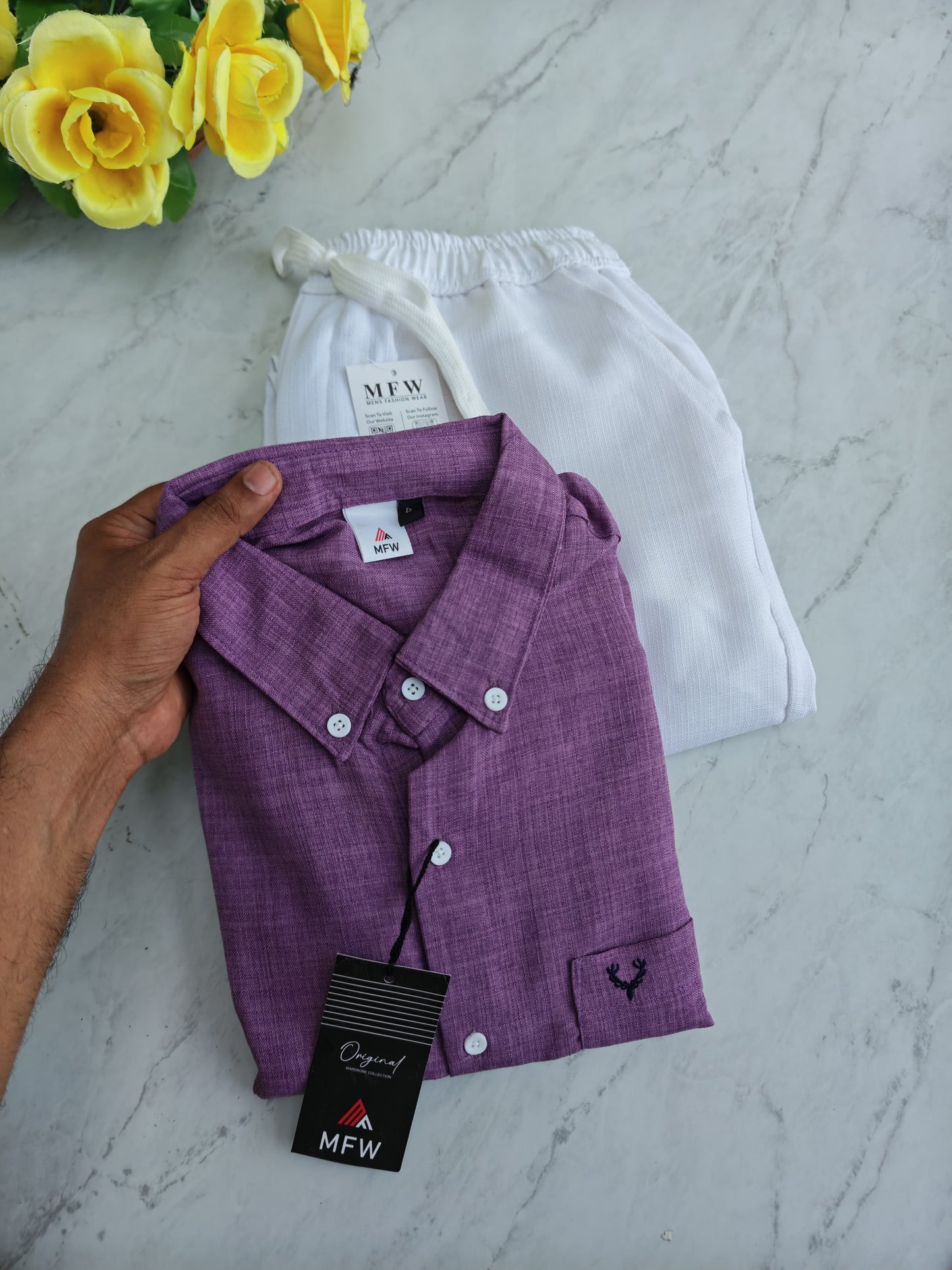 2 in 1 combo MFW korean Lenin shirts + Lenin relax fit pant combo buy @500 rs only