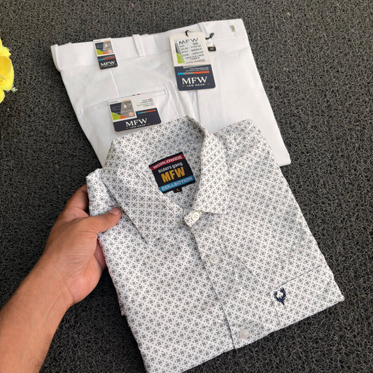 2 in 1 combo mfw Printed Shirts+ Lenin polo fit pants buy @550 rs only