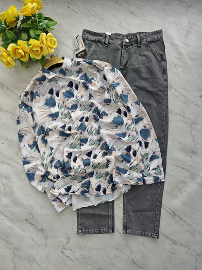 2 in 1 Combo viscose printed shirts + Side pocket mom fit jeans pant buy @600 rs only