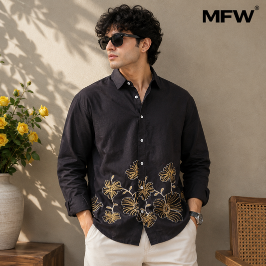 Men's Full sleeve Cotton Bottom Embroidery Shirts single pcs @350 and Buy 3 pc combo @999