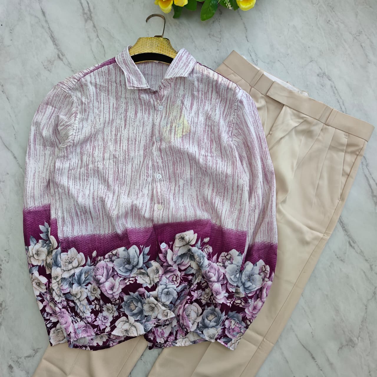 2 in 1 combo viscose Bottom printed shirts+ Korean baggy pants combo buy @600 rs only
