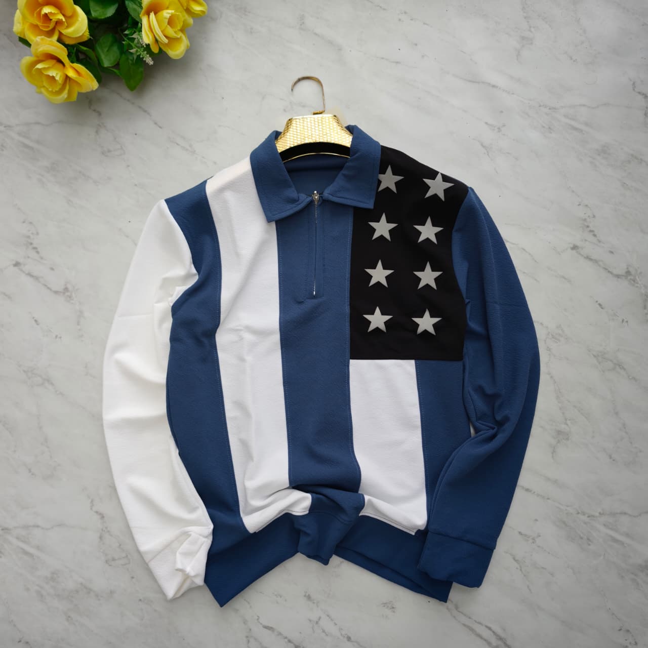 Men's korean Collar printed premium old money Zipper Full sleeve tshirts@249 (Fabric Reference – Please Read Description)