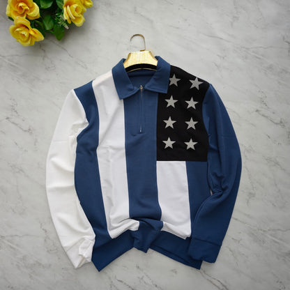 Men's korean Collar printed premium old money Zipper Full sleeve tshirts@249 (Fabric Reference – Please Read Description)