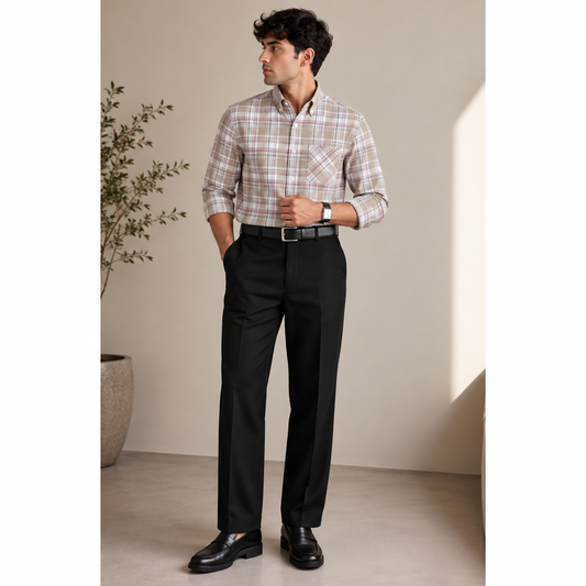 2 in 1 Combo oxford checked shirts + peanut fabric polo fit pant buy @550 rs only