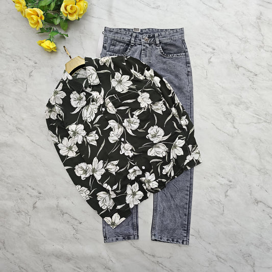 2 in 1 combo viscose shirts + mom fit jeans pant combo buy@600 rs only