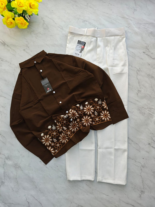 2 in 1 combo MFW lachka bottom embroidery shirts + lenin Gurkha polo fit pant buy @700 rs only