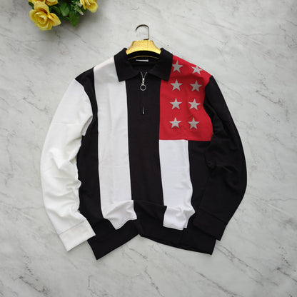 Men's korean Collar printed premium old money Zipper Full sleeve tshirts@249 (Fabric Reference – Please Read Description)