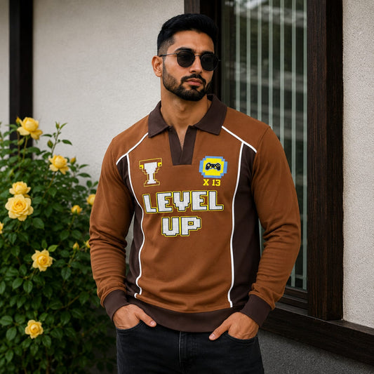 Men's korean Collar printed premium old money Zipper Full sleeve tshirts@249 (Fabric Reference – Please Read Description)