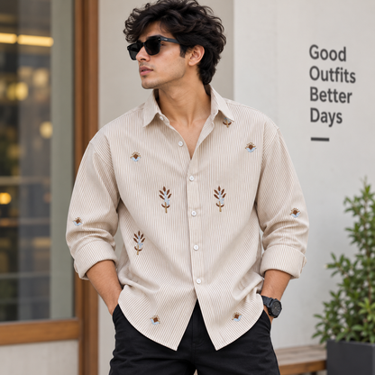 Men's Full sleeve Boxy fit type  Embroidery Shirts single pcs @350 and Buy 3 pc combo @999