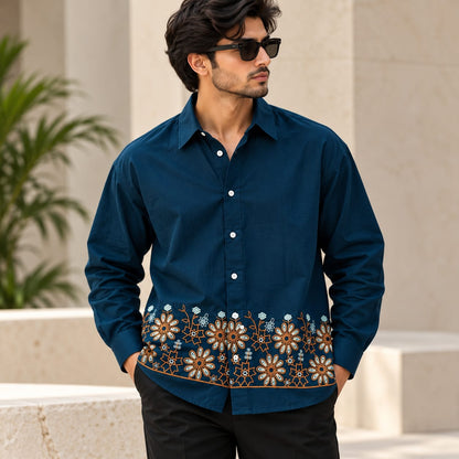 Men's Full sleeve Viscose Bottom Embroidery Shirts single pcs @350 and Buy 3 pc combo @999