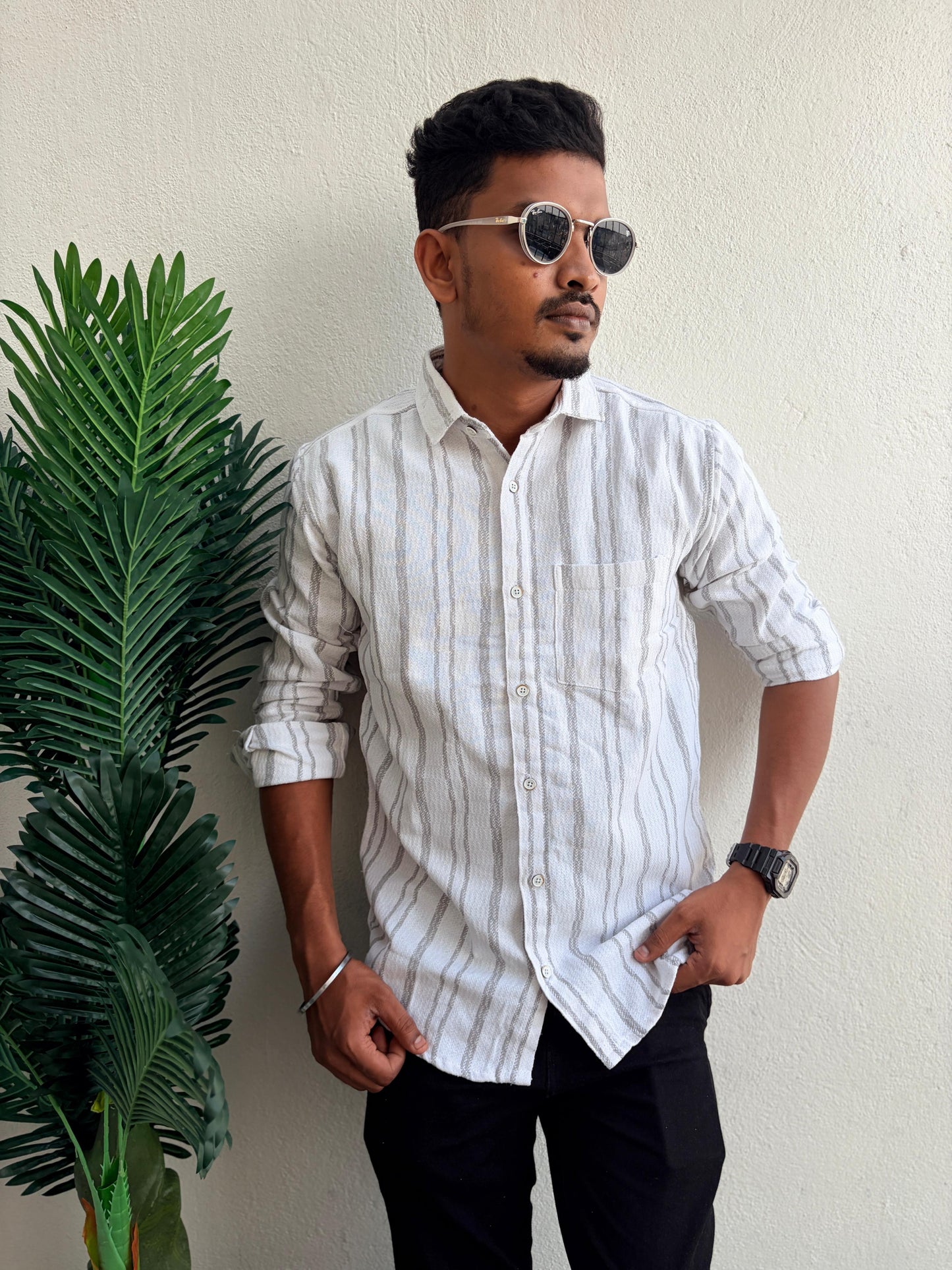 MFW Men's full sleeve Textured Cotton Shirts single pcs @299 and Buy 4 pcs combo @999