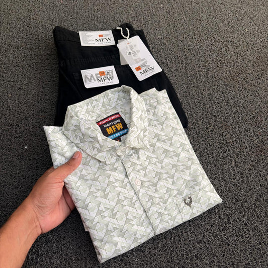 2 in 1 combo MFW printed Shirts + plain mom fit jeans buy @499 rs only