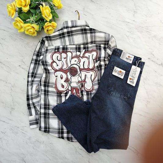 2 in 1 combo MFW back printed baggy shirts + mom fit jeans pant combo buy @600 rs only