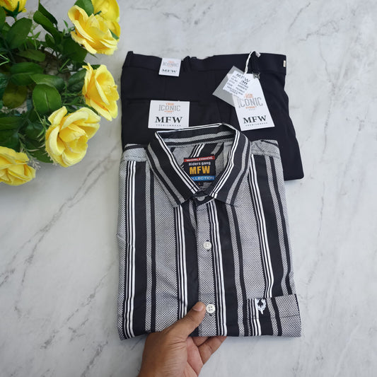 2 in 1 combo MFW laffer printed shirts + penut polo fit pant combo buy @500 rs only(Shirts black)