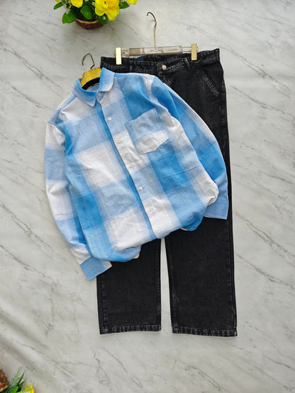 2 in 1 Combo MFW viral checked shirts + Baggy jeans pant buy @600 rs only