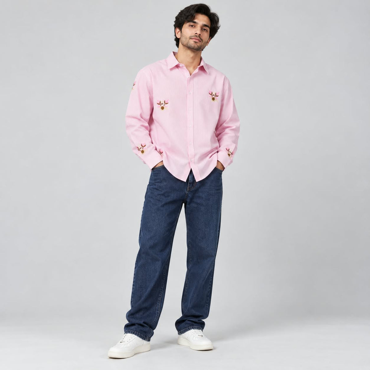 2 in 1 combo Oxford embroidery work shirts + mom fit jeans pant buy @600 rs only