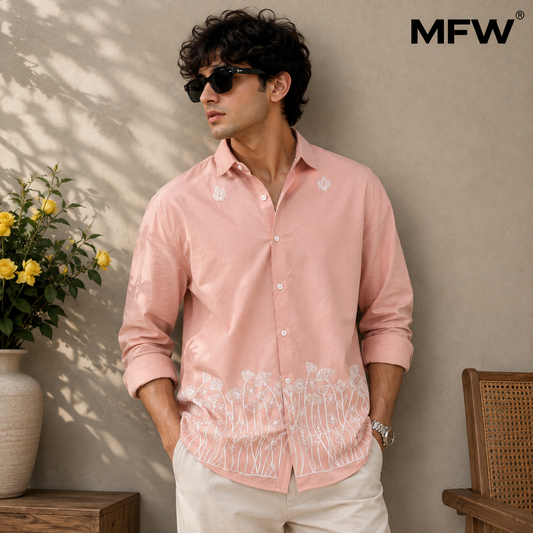 Men's Full sleeve Cotton Bottom Embroidery Shirts single pcs @350 and Buy 3 pc combo @999
