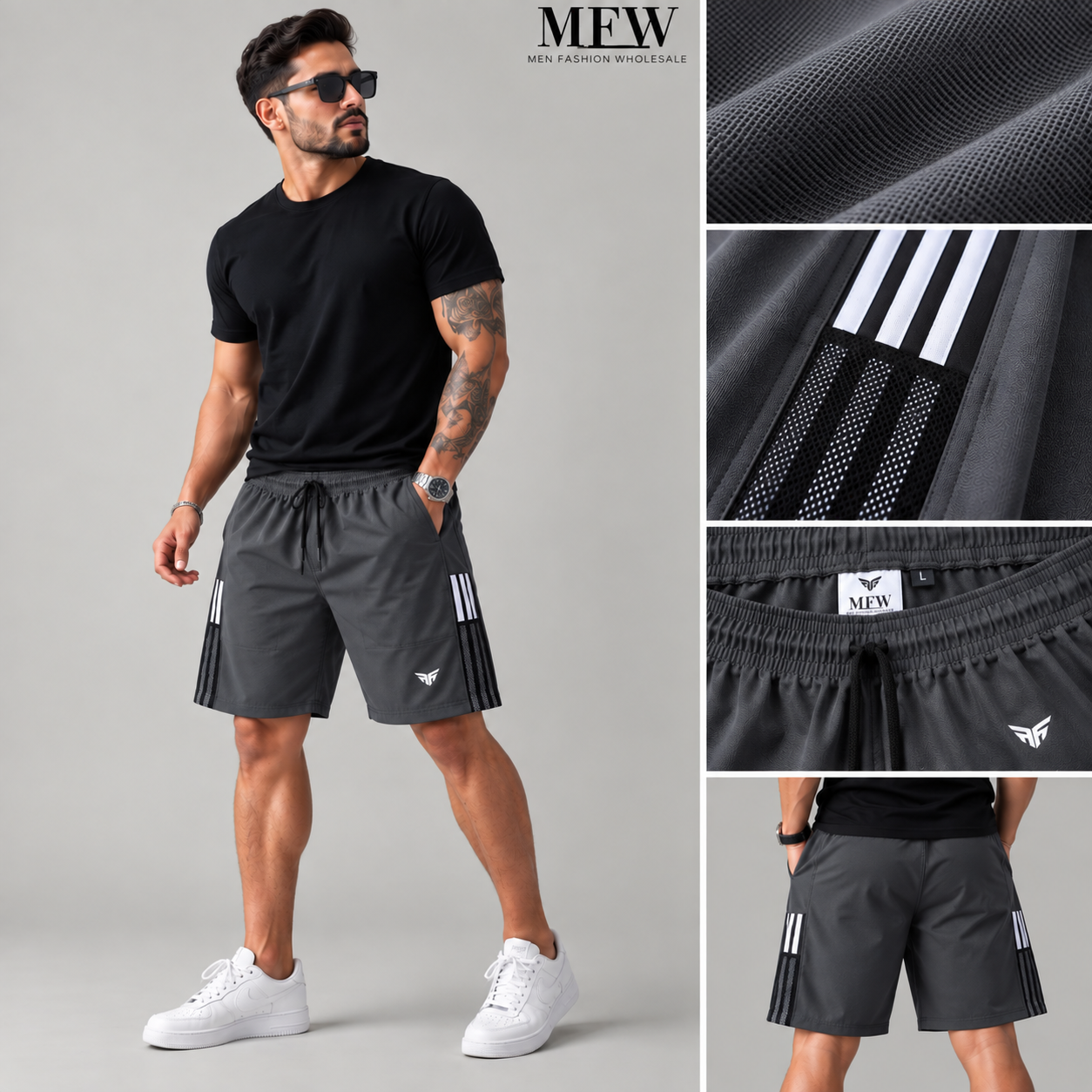 NS 3 line shorts buy 3 pcs @499 and 1 pcs @199 [Grey]