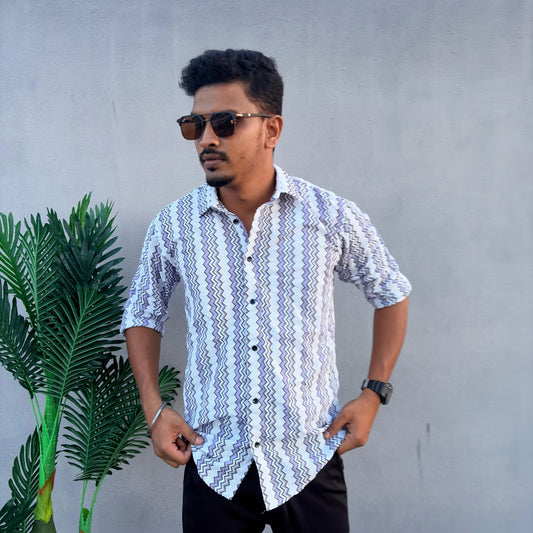 Men's Full Hand Zig zag Crochet striped shirt single pcs @299 and Buy 4 pcs combo @999