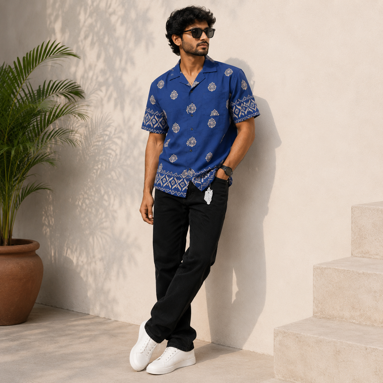 2-in-1 Combo | Cuban Collar Viscose Printed Shirt + Plain Mom Fit Jeans | ₹550 Online