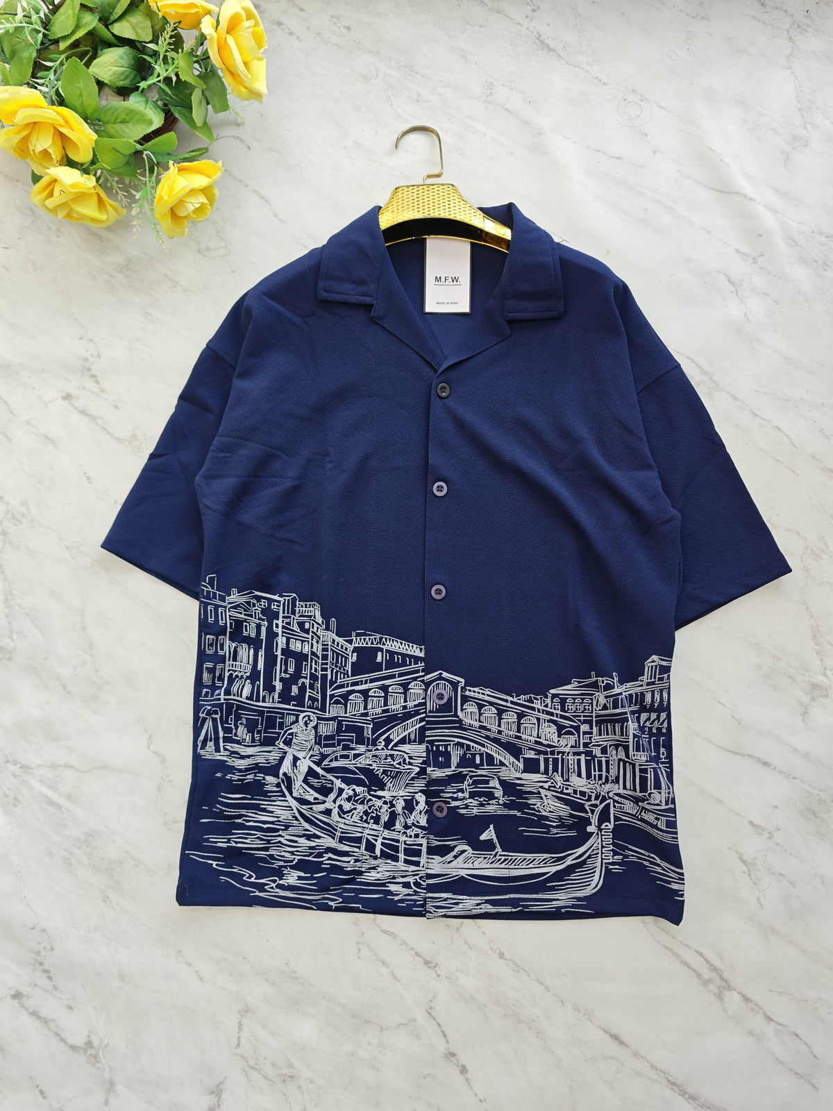 Cuban Collar Oversize Drop Shoulder Polo Designer printed Shirts buy @249