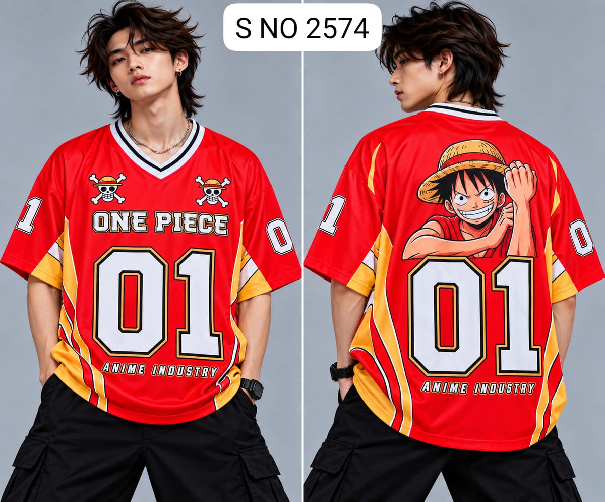 V-Neck Rib type anime printed jersey tshirts buy@250 rs only