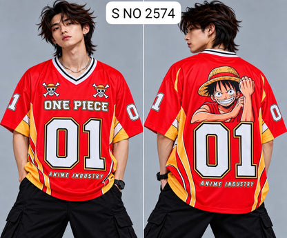 V-Neck Rib type anime printed jersey tshirts buy@250 rs only