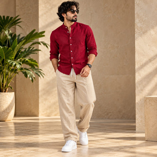 2 in 1 combo Chinese collar crush lenin shirts + lenin relax fit pant buy @600 rs only