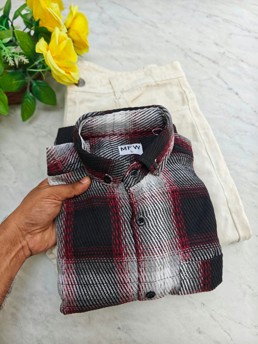 2 in 1 Combo | MFW Korean Weaving Shirt + Plain Mom Fit Jeans @ ₹600 | Buy Online