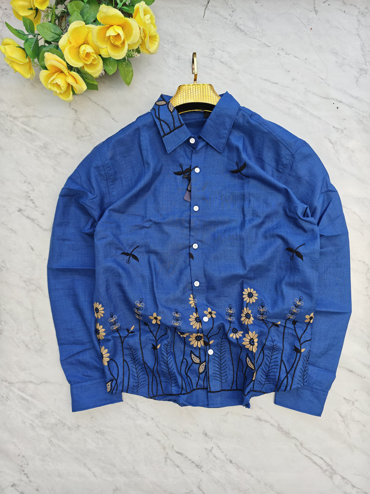 Men's Full sleeve Lenin Bottom Embroidery Shirts single pcs @350 and Buy 3 pc combo @999