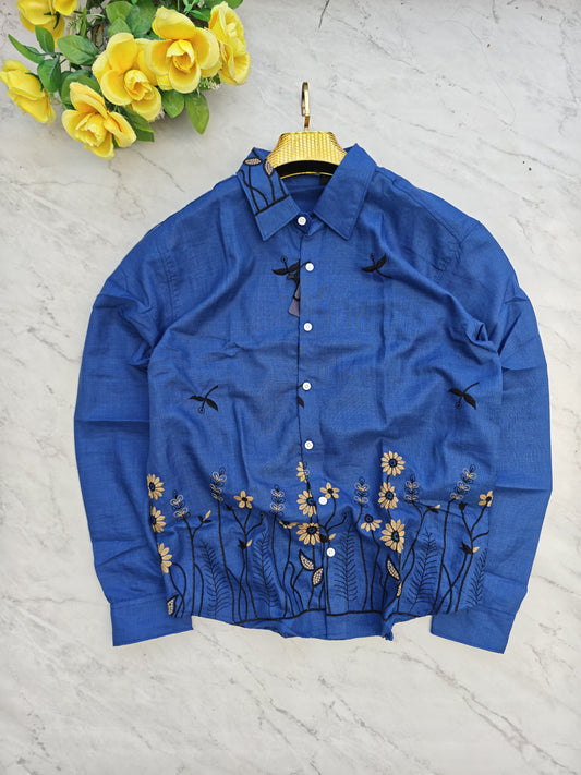 Men's Full sleeve Lenin Bottom Embroidery Shirts single pcs @350 and Buy 3 pc combo @999