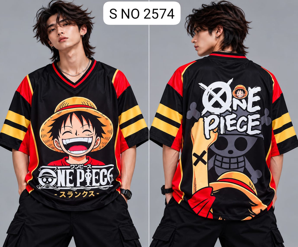 V-Neck Rib type anime printed jersey tshirts buy@250 rs only