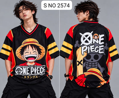 V-Neck Rib type anime printed jersey tshirts buy@250 rs only