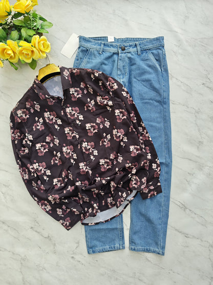 2 in 1 Combo viscose printed shirts + Side pocket mom fit jeans pant buy @600 rs only