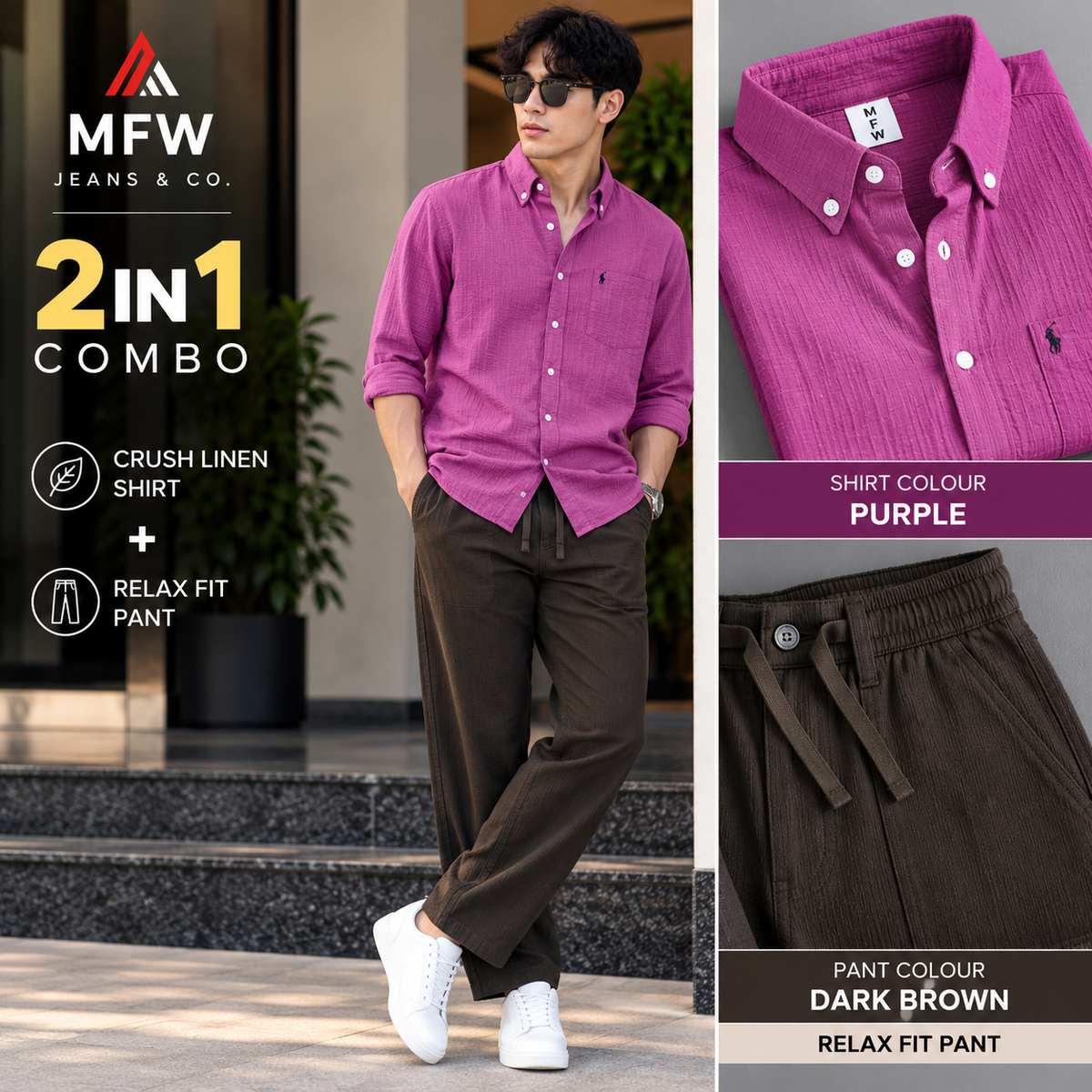 2 in 1 combo old money type crush lenin shirts + relax fit pant buy @600 rs only