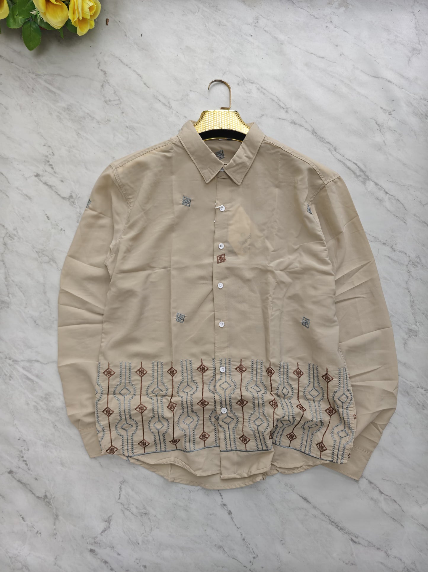 Men's Full sleeve Lachka fabric Bottom Embroidery Shirts single pcs @350 and Buy 3 pc combo @999