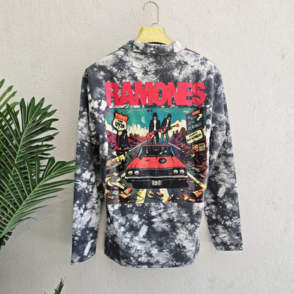 Men's korean Collar tie and die printed premium old money Zipper Full sleeve tshirts@249 (Fabric Reference – Please Read Description)