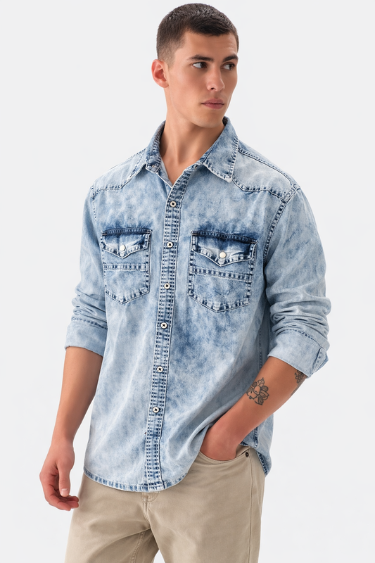 Mfw  Double pocket Denim Shirts single pcs @350 and Buy 3 pc combo @999