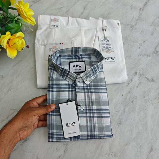 2 in 1 combo MFW oxford shirts+ lenin polo fit pant combo buy @550 rs only