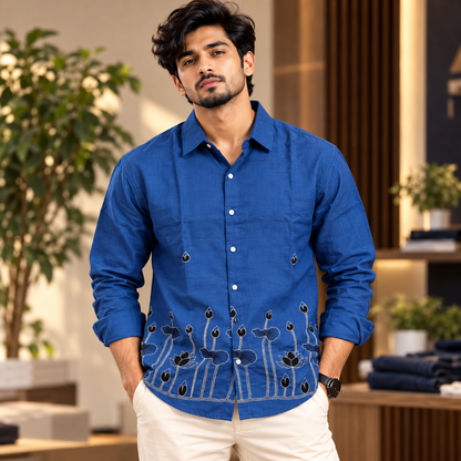 Men's Full sleeve Bottom Embroidery Shirts single pcs @350 and Buy 3 pc combo @999