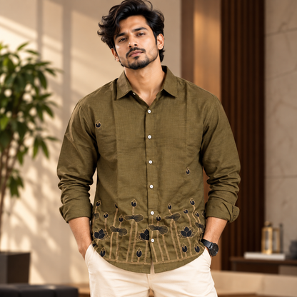 Men's Full sleeve Bottom Embroidery Shirts single pcs @350 and Buy 3 pc combo @999