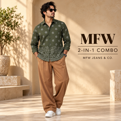 2 in 1 combo MFW bottom printed shirts + korean Baggy pants buy @600 rs only