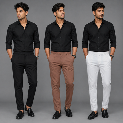 3 in 1 combo Mfw brand Penut fabric polofit pants buy 3 pcs combo @999[Black + Rust brown+White]