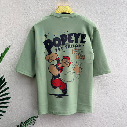 Popeye design Round neck Front and back Printed droup shoulder Tshirt 1 pc @199 and 3 pcs @ 499