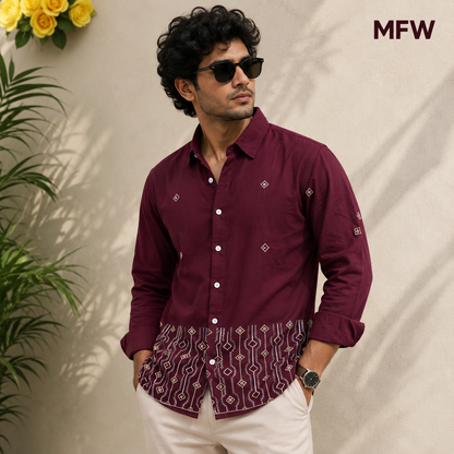 Men's Full sleeve Lachka fabric Bottom Embroidery Shirts single pcs @350 and Buy 3 pc combo @999