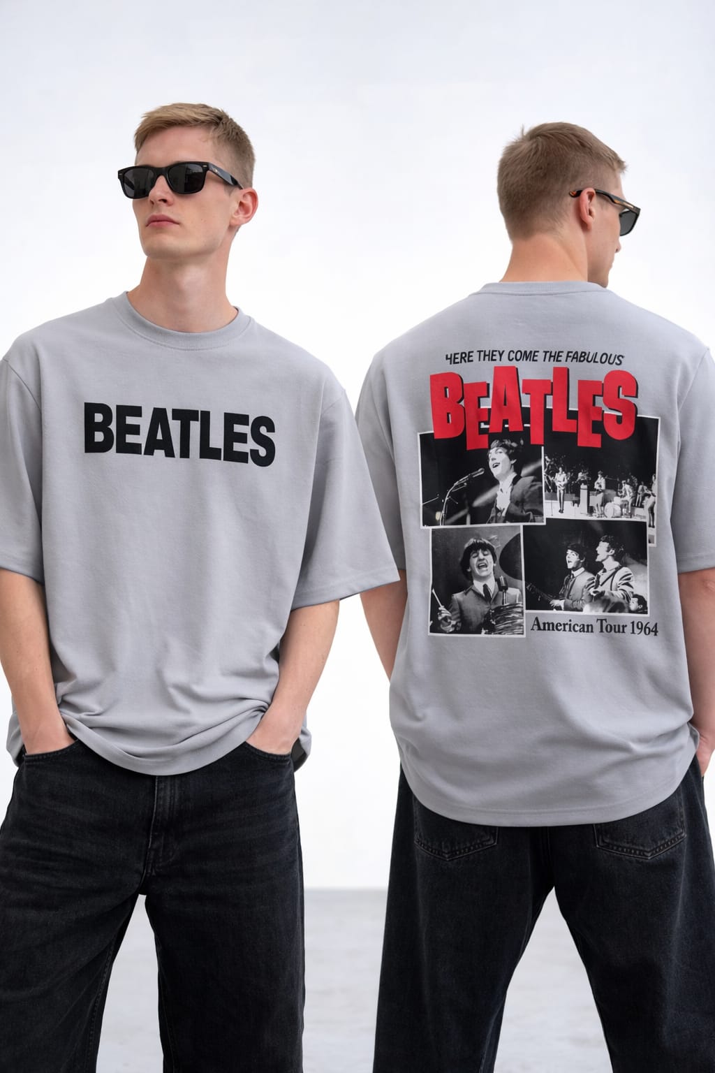 Round neck Front and back print drop shoulder Tshirt 1 pc @199 and 3 pcs @ 499(Beatles Design)