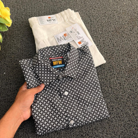 2 in 1 combo MFW printed Shirts + plain mom fit jeans buy @499 rs only