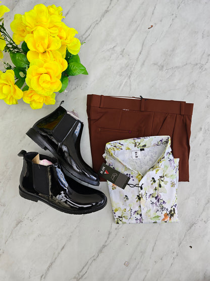 3 in 1 combo MFW Lenin printed shirts + korean baggy pants + boots buy @999 only