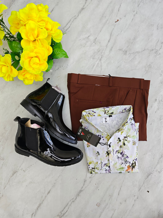 3 in 1 combo MFW Lenin printed shirts + korean baggy pants + boots buy @999 only